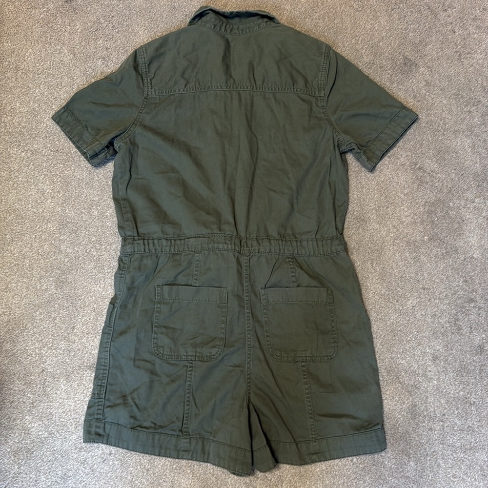 Old Navy Olive Green Button Up Military 100% Cotton Short Sleeve Romper Size XS - Picture 3 of 5